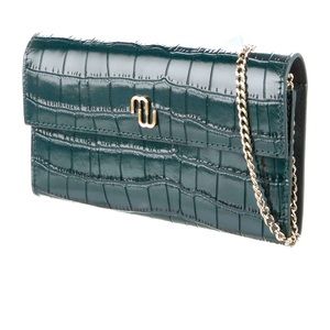 Maje Green Leather Embossed Crossbody